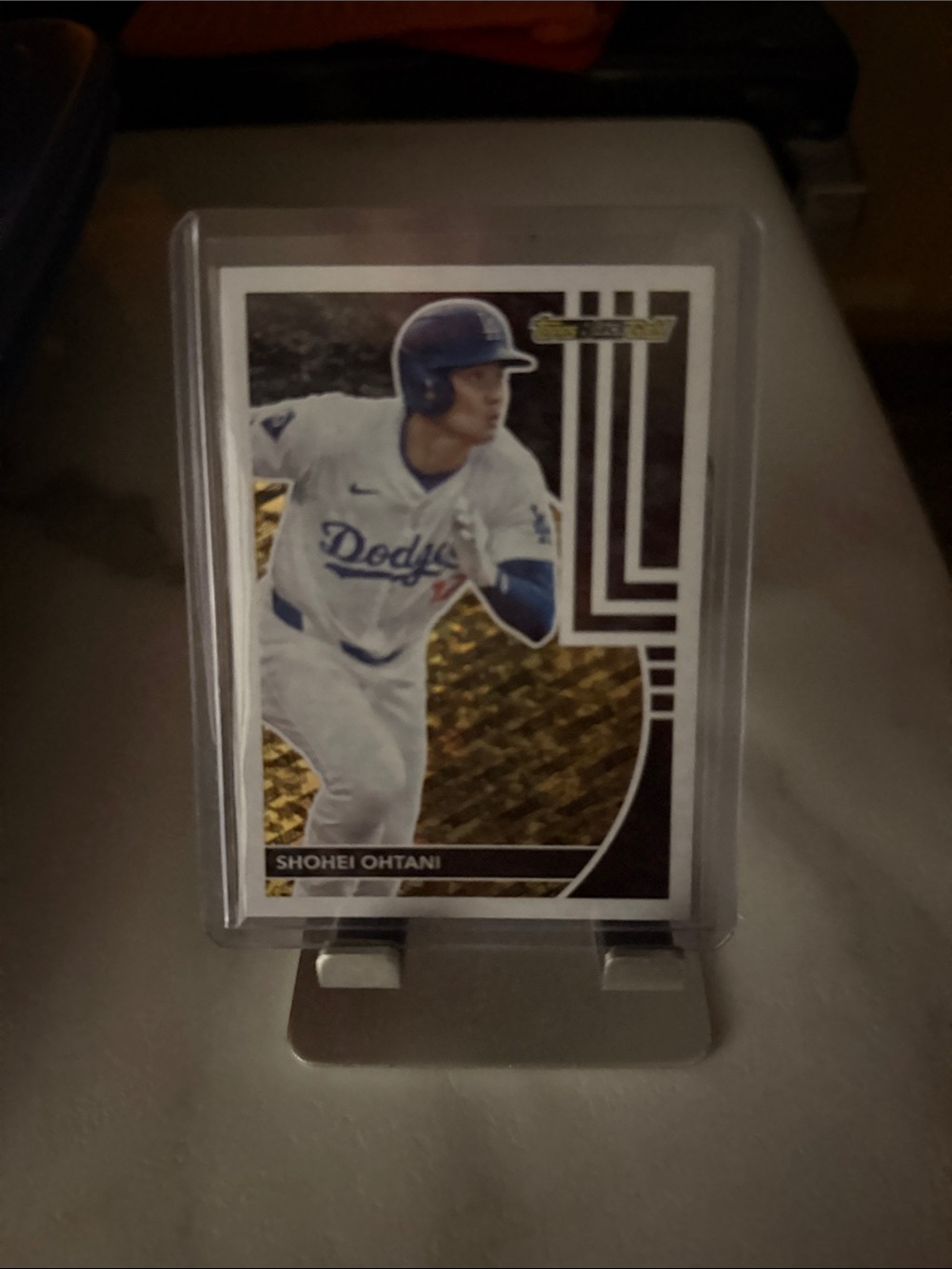 Topps Blue and White Dodgers Baseball Card with Gold Foil